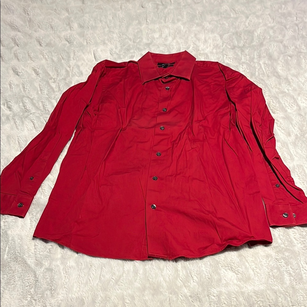 Apt. 9 Mens Red Button-Up Shirt 16 1/2 32/33